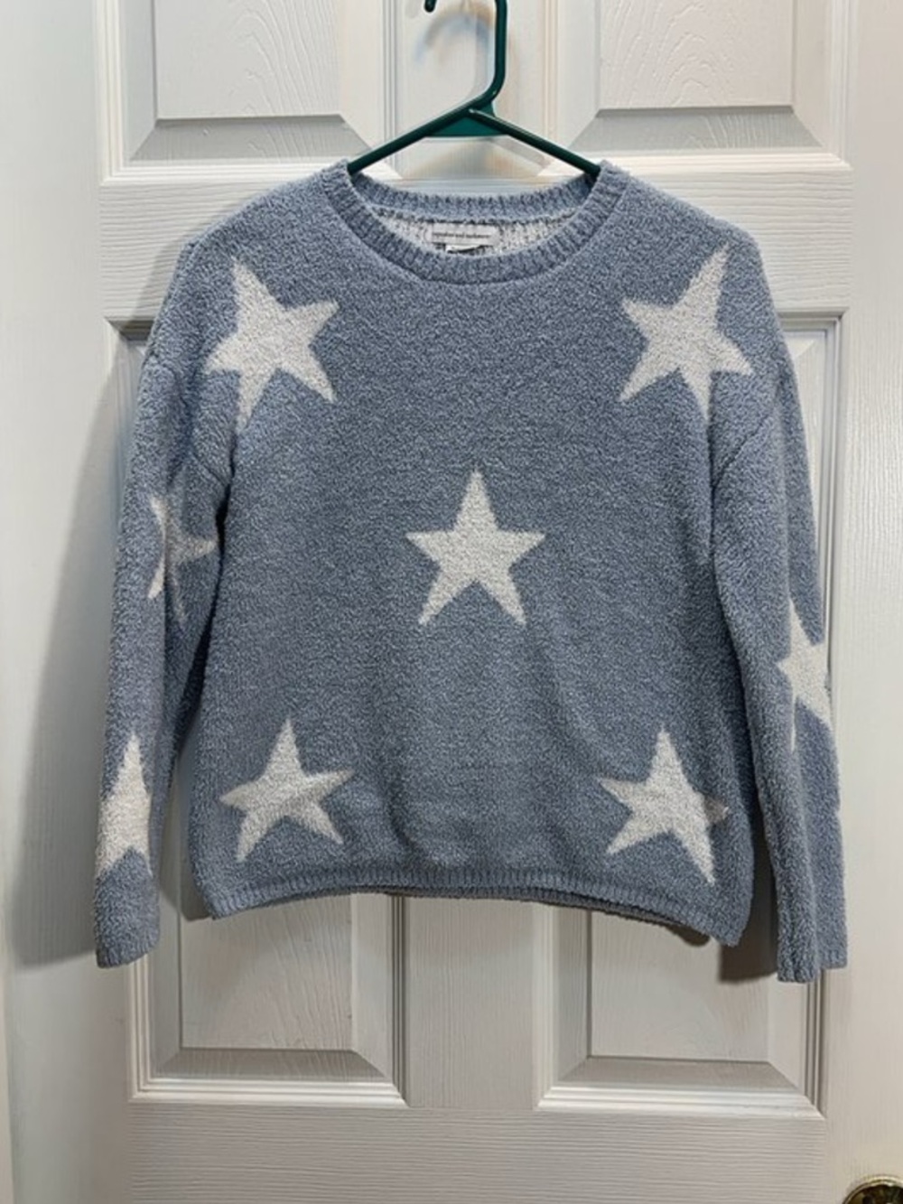 cupcakes & cashmere Light Blue Star Crewneck Sweater